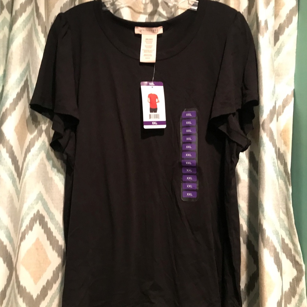 Brand New philosophy Womans Short Sleeve Black Top XXL